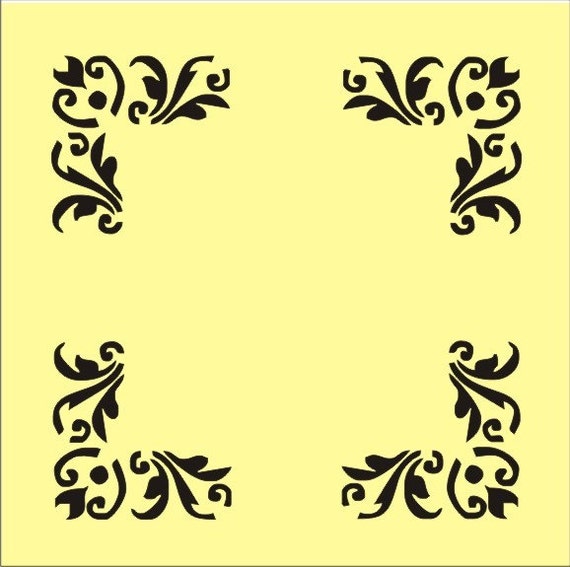 Items similar to Stencil flourish corner frame border, each corner