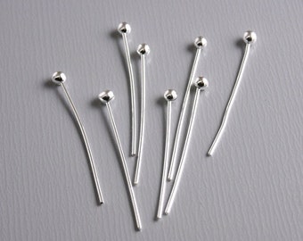 HEADPIN-SILVER-20MM - 100 Silver Plated Ball End Headpins (24 guage) - 20mm