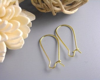 KIDNEY-GOLD-28MM - 60 pcs of 28mm 14k Gold Plated Kidney Hoop Earrings