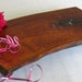 Wood Cutting Board / Serving Tray / Chopping Block - Natural Edge Mesquite Wood with Turquoise Inlay (Can be personalized)