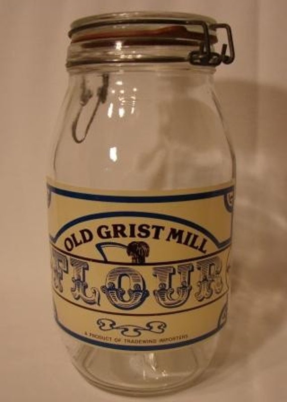 Vintage Glass Flour Canister Two Liters