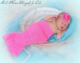 Crochet Mermaid Tail Newborn Photo Prop 0 to 3 months