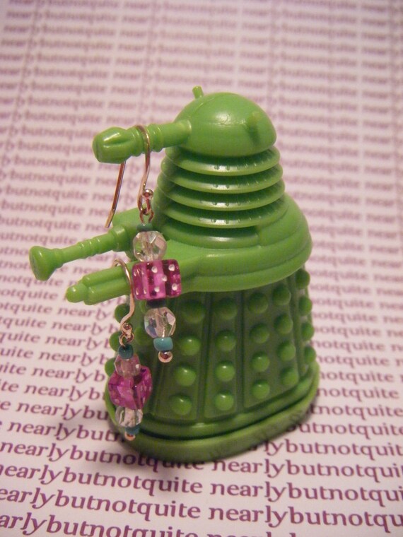 Items similar to Delicate pink dice earrings on Etsy