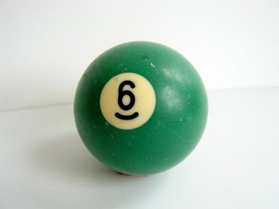 Vintage Solid Green 6 Pool Ball / Billiard Ball Standard