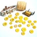 Vintage Bright Yellow Buttons and Ribbon, Twine, Thread Destash Inspiration Kit - Gift Wrapping, Collage, Altered Art, and more