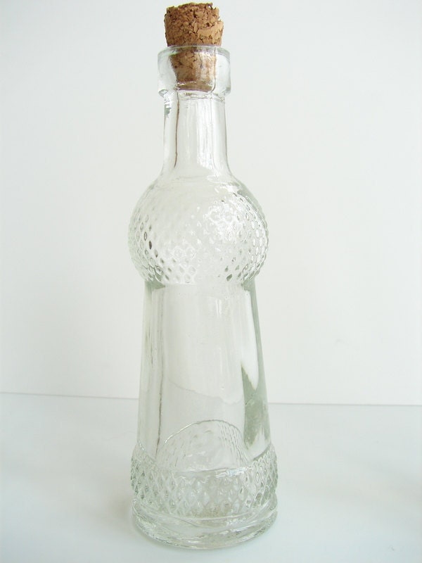 Decorative Clear Glass Bottles with Corks 5 tall Set