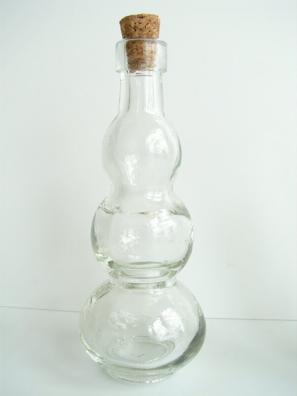 Decorative Clear Glass Bottles with Corks 5 tall Set