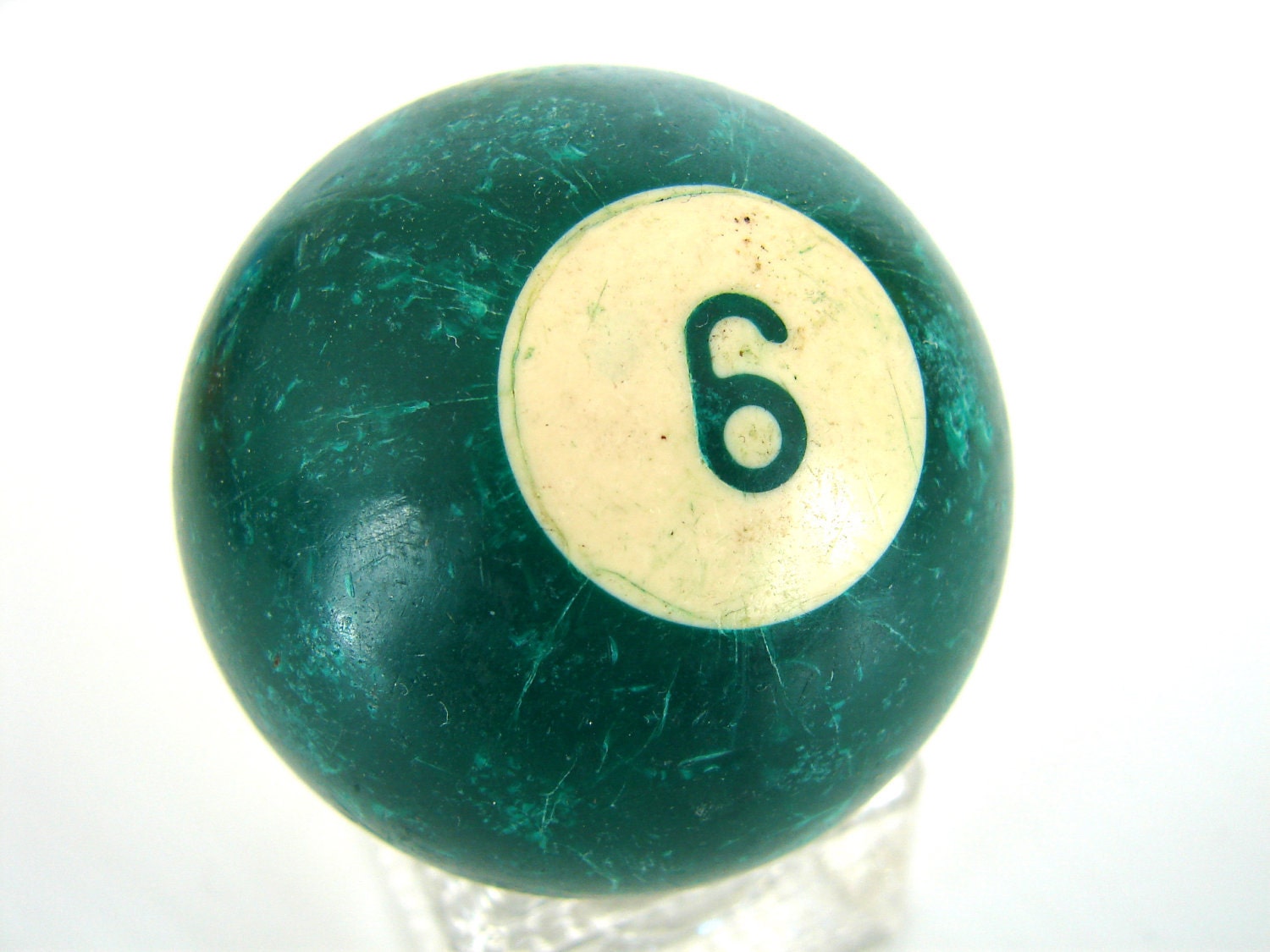 Vintage Solid Green 6 Pool Ball / Billiard Ball with Green