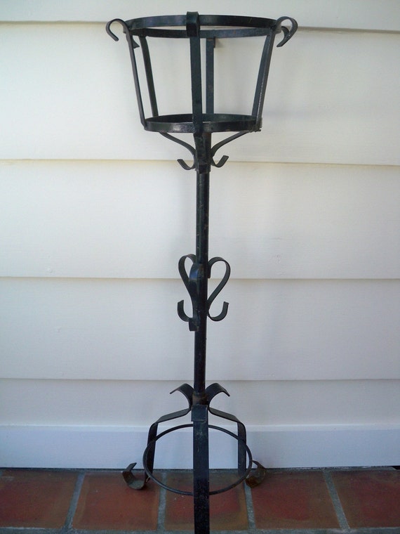 Vintage black wrought iron plant stand by ModelVintage on Etsy