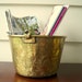 Vintage brass bucket. Brass organizer.