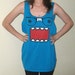 DOMO womens tank top shirt tee diy shirt sleeveless oversized tunic blue glasses nerd geekery girls teens alternative clothing clothes geek