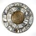 vtg mexican brass and abalone aztec calendar wall hanging, beautiful inlaid abalone, approx 7", free ship