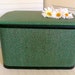 Reserved for Anne S. - Teal and Black Atomic Vinyl Storage Hassock by Pearl Wick - Vintage Custom Built Ottoman - Storage Bench