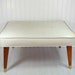 Mid Century Large White Naugahyde Ottoman - Vintage Babcock Phillips Corporation - Modern Oak Atomic Pin Legs