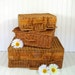 Trio of Graduated Wicker Suitcases - Vintage Hand Woven Picnic Hampers - Shabby Chic Carry Alls