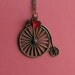 Vintage Style Bicycle with Rustic Red Flower Brass Necklace - Sale