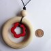 Red Flower Turquoise Stone and Maple Wood Nursing and Grasping Necklace