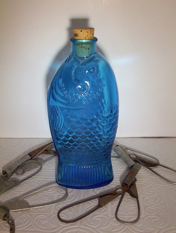 Wheaton Bottle Blue Fish Doctor Fisch's Bitters Millville