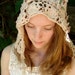 Made-To-Order Custom Spring bride summer bride Rustic hat bride Latte ecru veil crochet hood headpiece lace anthropologie like