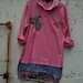 pink spring dress spring blossom t shirt dress Upcycled Brooks Brothers large dress hand dyed flowers, Large