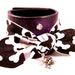 SALE Poison Purple Skull and Crossbones Women's Cotton Bow Leather Cuff Bracelet with Clear Rhinestone Rockabilly Pin Up Fashion Wear