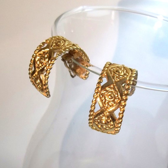 Givenchy Earrings Vintage Large Gold Toned Hoops by peachstategal