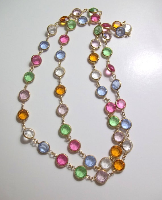 Download Vintage Bezel Set Swarovski Crystal Beads Necklace Multi