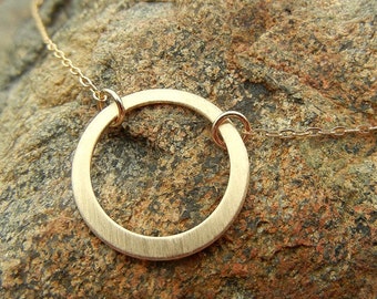 Gold Ring Necklace - GOLDEN HALO - Gold Filled Eternity Ring Necklace by E. Ria Designs Jewelry