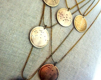 Zodiac Constellation Necklace | Constellation Pendant | Zodiac Jewelry | Choose Your Sign | Aquarius Brass Necklace | Eriadesignsjewelry