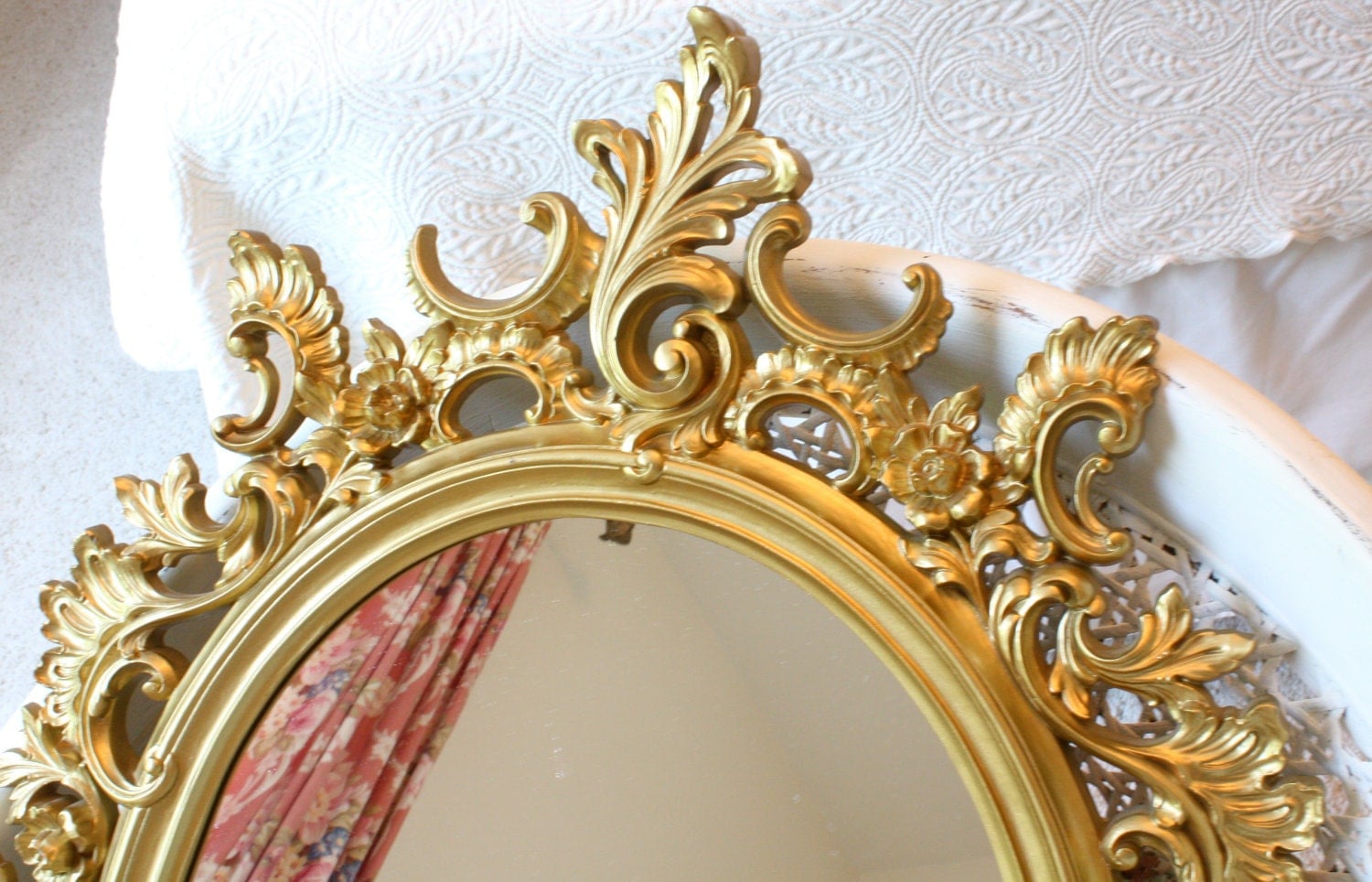 Vintage Syroco Ornate Gold Framed Wall Mirror Hollywood