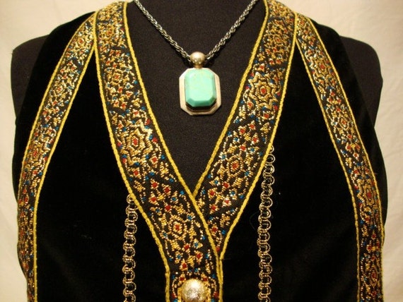 Gypsy Lou... Black Velvet and Metallic Gold Vest by ShopWildLove