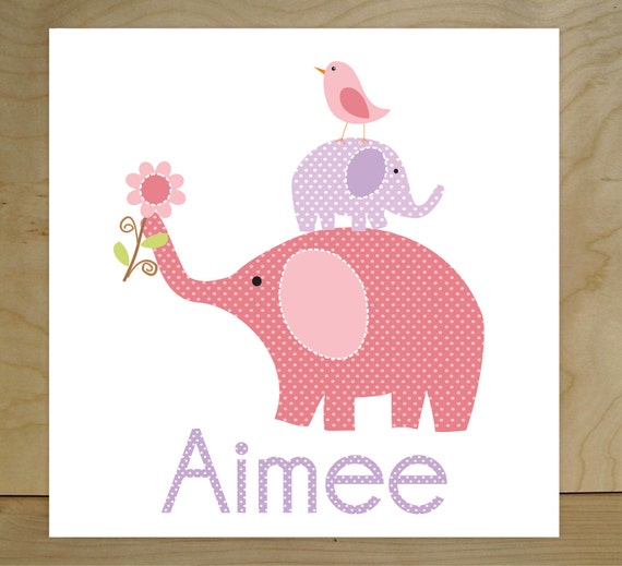 Items similar to Elephants, Owls and Birds, Nursery wall art, Kid's