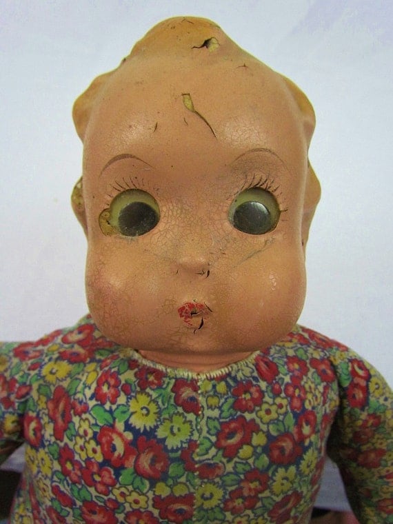 Creepy googly eye doll 40s vintage composition and by Oddacious