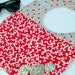 Baby to Toddler Girl Bib - Hand Stitched Rosettes - Red and Grey - One of a Kind - Ready to Ship