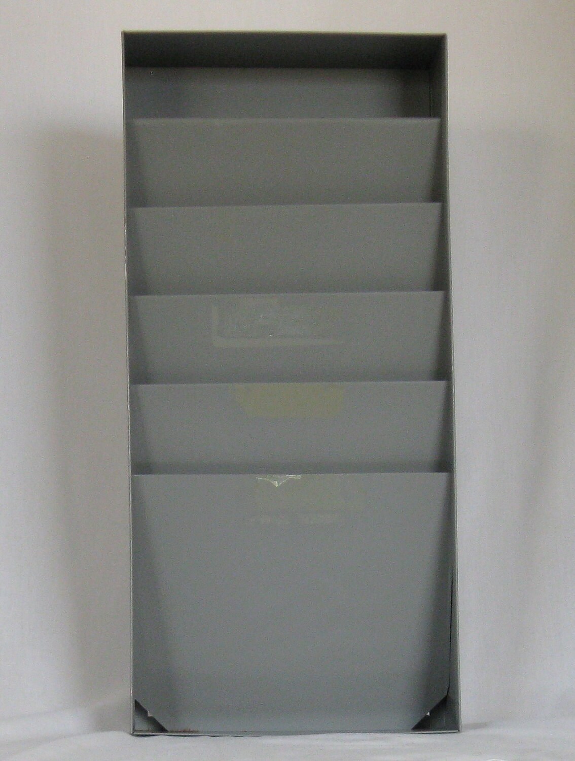 Vintage Metal Wall File Organizer in Taupe Gray with 4 Slots