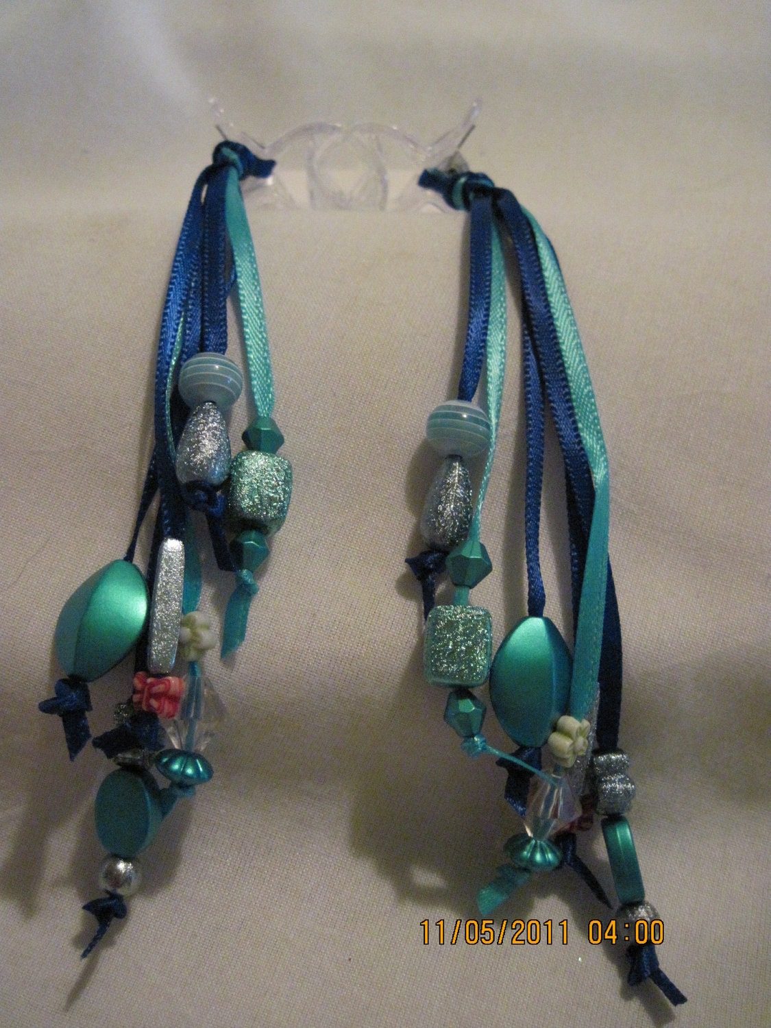 Hair Clips with Ribbons and Beads....set of by upthewazzucreations