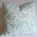 Romano Scroll Pillow Cover / 20" x 20" / Aquamarine, Off White / Indoor Fabric / Hidden Zipper Closure / Decorative Pillow