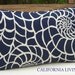 Coastal NAUTILUS Pillow Cover / 12" x 18" / Navy & Sand / Indoor Fabric / Hidden Zipper Closure / Decorative Pillow