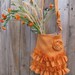 Burlap Tote Bag Two Ruffles Rose Orange