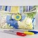Cosmetic Bag/ Cotton Button Clutch/ Large Makeup Bag/ School Bag/ Ready To Ship