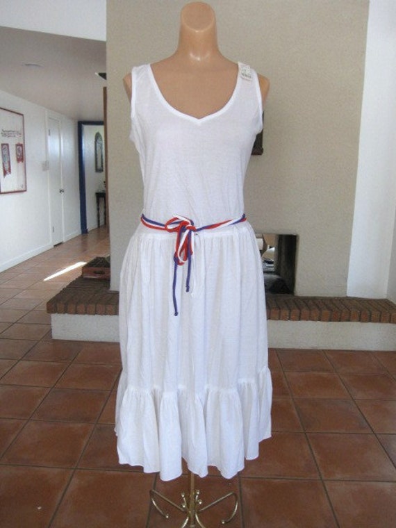 Items similar to Vintage Patty O'Neil White Summer Dress Belted Tie ...