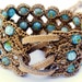 Crochet Jewelry, Bohemian Bracelet or Cuff, Natural colors aqua and tan - "Bohemian Blues"