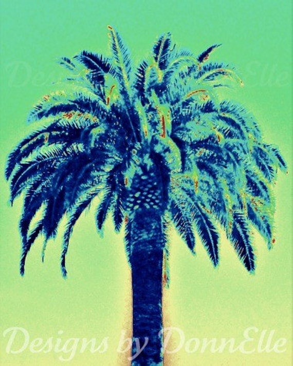 Items similar to Pop Art Palm Tree Blue & Green 16x20 Fine Art "Pop