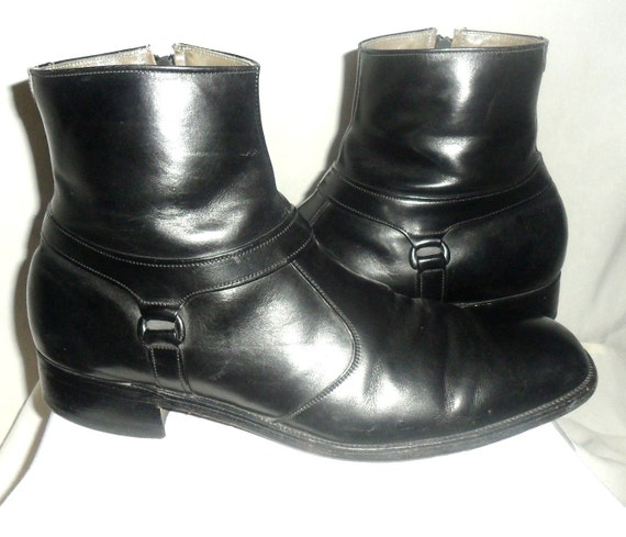 Vintage 60s 70s BLack MOD ANKLE BOOTS Beatle Boots sz 12 All