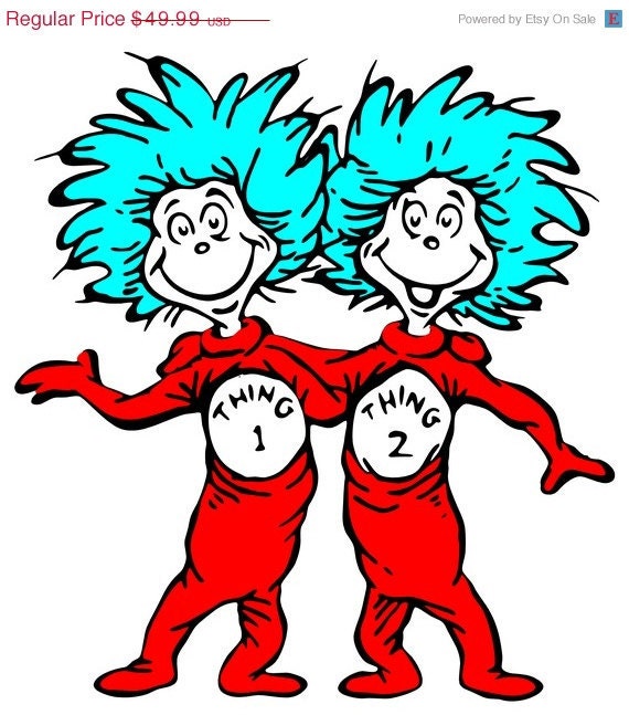 Items similar to 20% Off Dr. Seuss Thing 1 and Thing 2 Vinyl Wall Decal ...