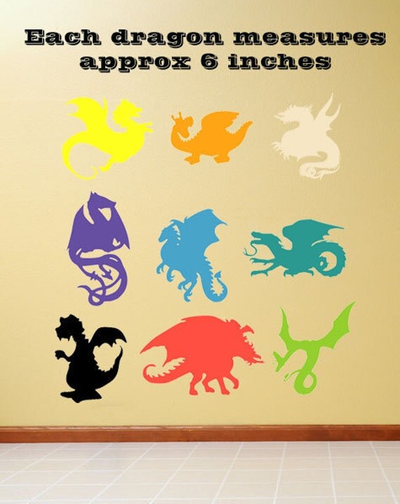 Items similar to Set of 9 Dragons Vinyl Wall Decal Sticker Mural on Etsy