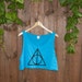 Deathly Hallows Loose Crop Tank - Neon Heather Blue - One Size