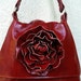 Red Leather Rose Hobo Handbag - The Trapezoid