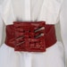 Lipstick Red Leather Belt with Signature Basketweave Closure