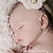 20s Inspired Shabby Chic Infant Vintage Veil with Ivory Flowers Headband